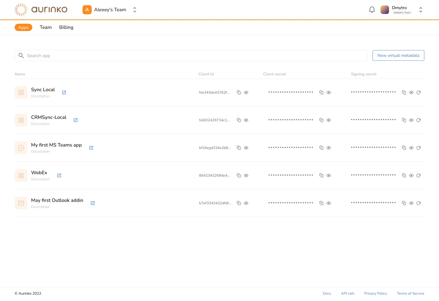 authentication forms and invoices UI